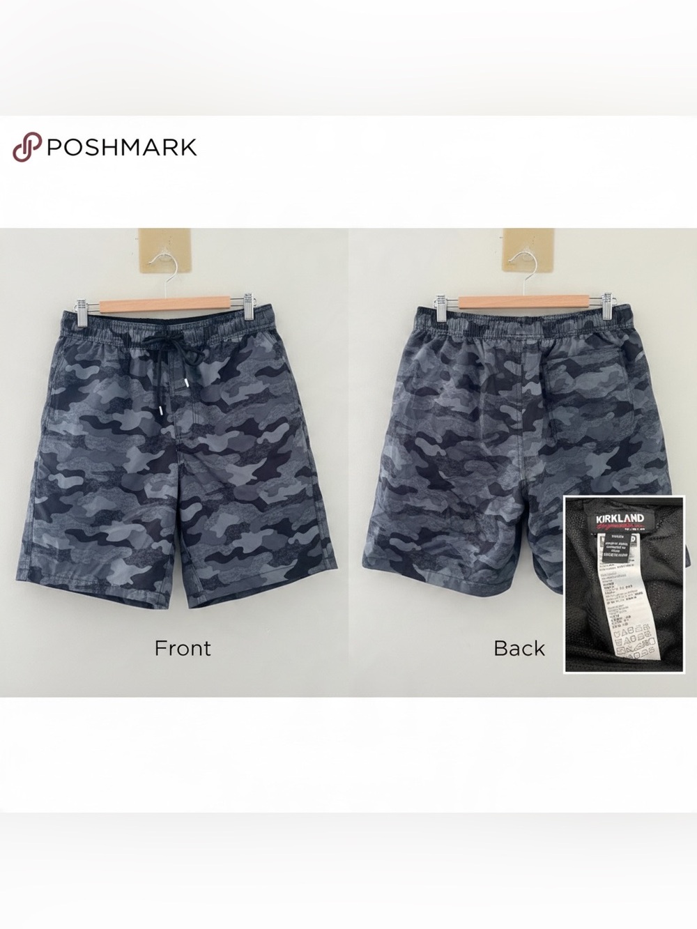 Kirkland Signature Gray Camo Swim Trunks Men’s Medium Board Shorts